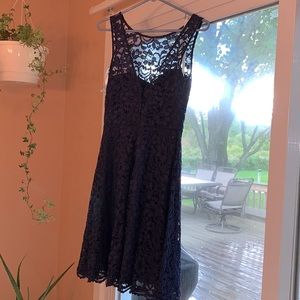 David’s Bridal navy blue bridesmaid dress